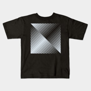 gradient stripes triangles in ice gray and white Kids T-Shirt